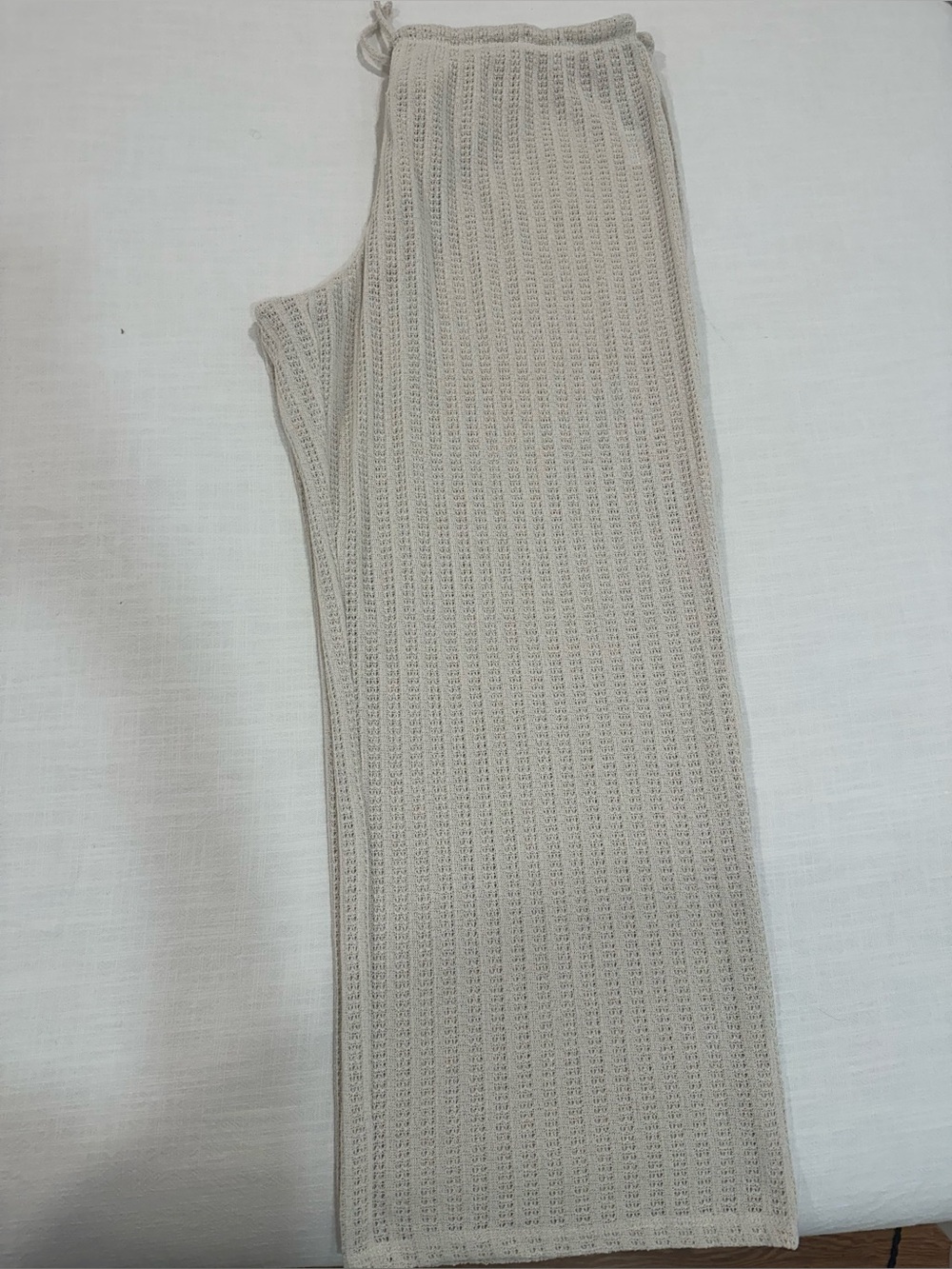 H&M Ribbed Knit Cover Up Pants in Light Beige - Picture 3 of 3